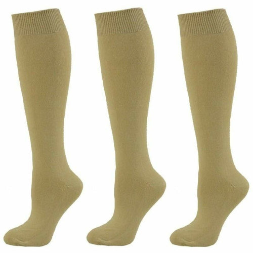 Combed Cotton Knee High Socks for Girls, Teens and Women in 3 Pair
