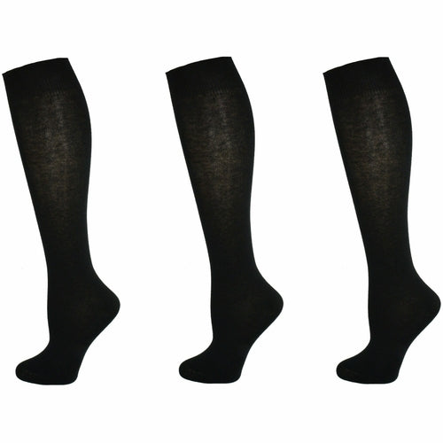 Combed Cotton Knee High Socks for Girls, Teens and Women in 3 Pair