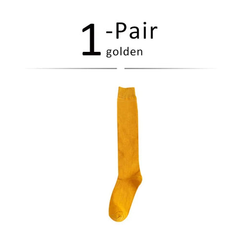 Long Socks Women Stockings Organic Cotton Solid Warm Thigh High Ladies