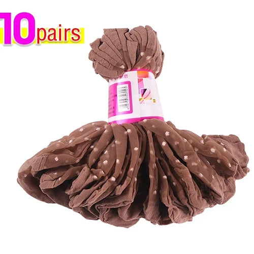 Women's Silk Summer Socks Transparent Dot Lace Short - Breathable