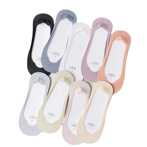 1/5 Pairs Women's No Show Socks, Ice Silk Invisible Anti-Slip