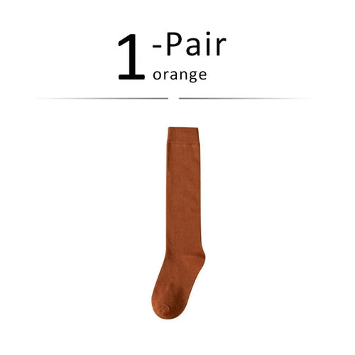 Long Socks Women Stockings Organic Cotton Solid Warm Thigh High Ladies