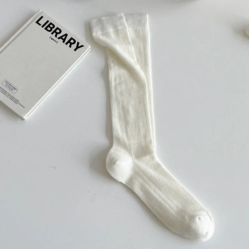 Balletcore Calf Socks Women's Mid-calf Socks White Black Scrunched