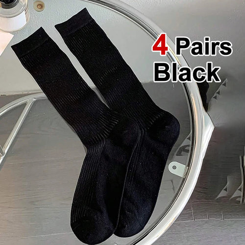 4 Pairs Women Mid To Small Leg Socks Knee High Socks Socks Black White