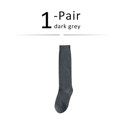 Long Socks Women Stockings Organic Cotton Solid Warm Thigh High Ladies