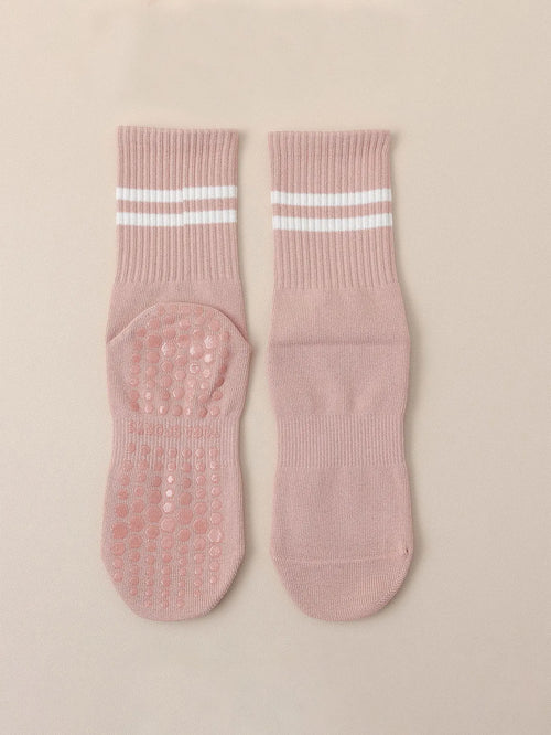 1 pair of yoga socks, medium tube socks, non slip silicone indoor