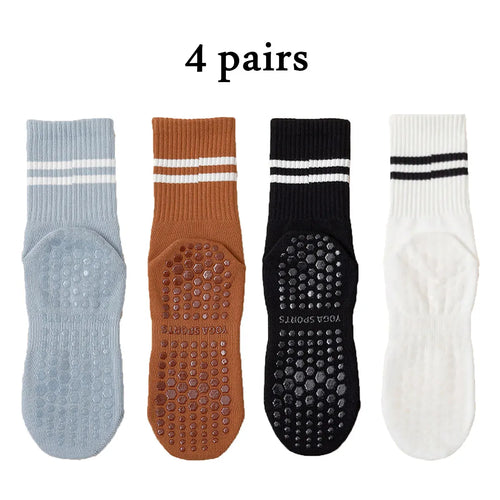 1 pair of yoga socks, medium tube socks, non slip silicone indoor
