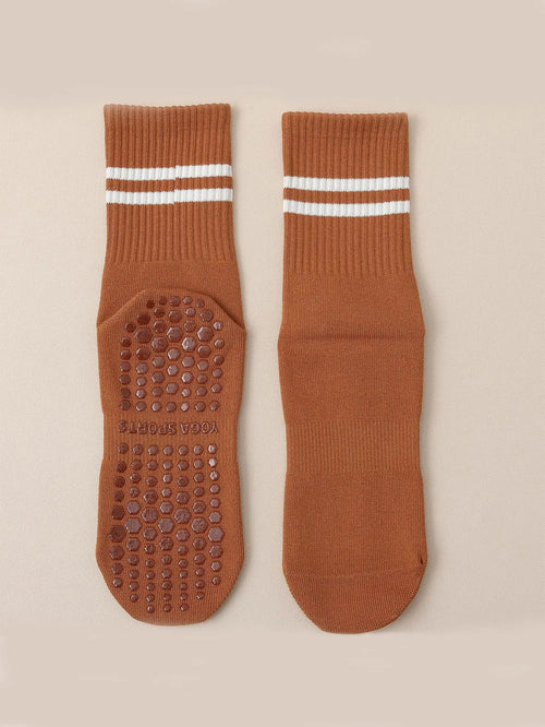 1 pair of yoga socks, medium tube socks, non slip silicone indoor