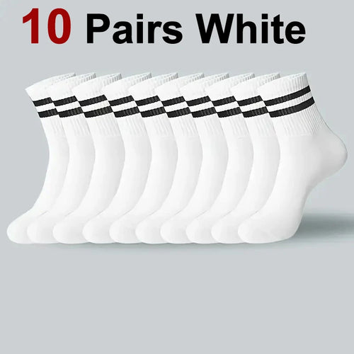 2/6/10/20 Pairs Neutral Striped Round Neck Socks Spring Autumn Sweat