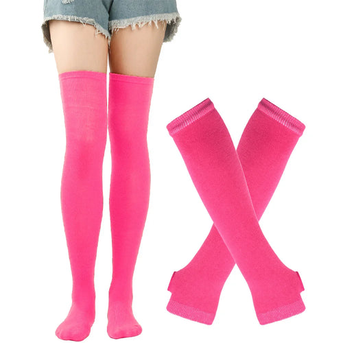 1 Set Women Girls Over Knee Long Stripe Printed Thigh High Cotton
