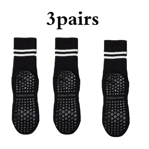 1 pair of yoga socks, medium tube socks, non slip silicone indoor