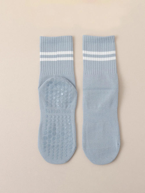 1 pair of yoga socks, medium tube socks, non slip silicone indoor