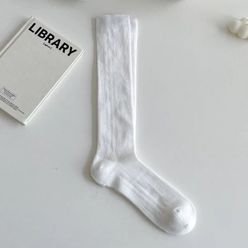 Balletcore Calf Socks Women's Mid-calf Socks White Black Scrunched
