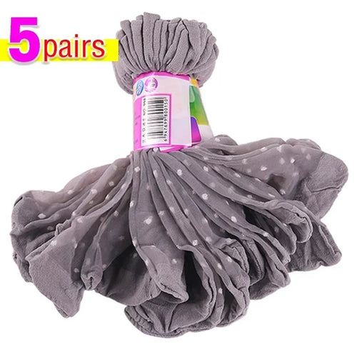 Women's Silk Summer Socks Transparent Dot Lace Short - Breathable