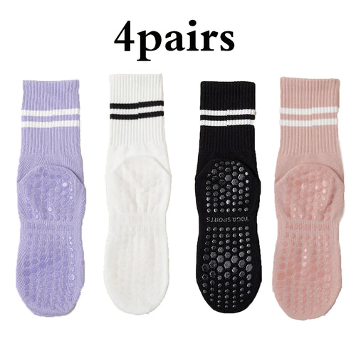 1 pair of yoga socks, medium tube socks, non slip silicone indoor