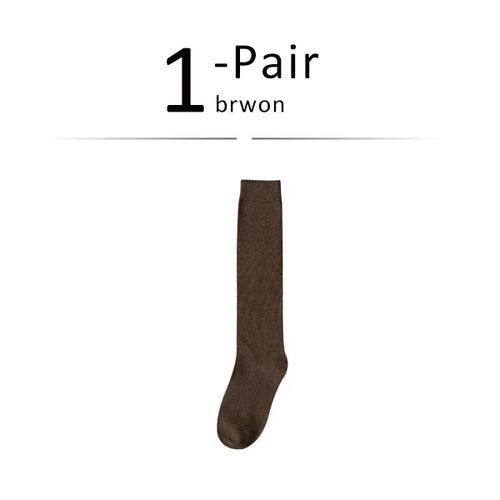 Long Socks Women Stockings Organic Cotton Solid Warm Thigh High Ladies