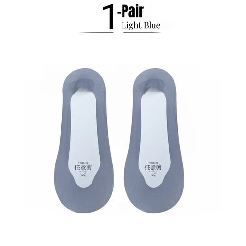 1/5 Pairs Women's No Show Socks, Ice Silk Invisible Anti-Slip