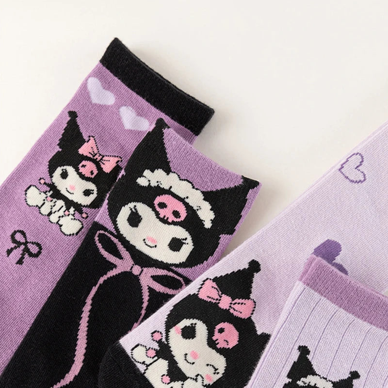 4 Pairs of High-Quality Cartoon Anime Character Kuromi Pattern Women's