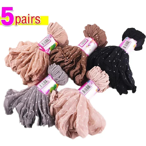 Women's Silk Summer Socks Transparent Dot Lace Short - Breathable