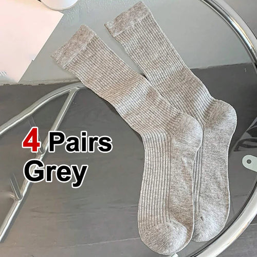 4 Pairs Women Mid To Small Leg Socks Knee High Socks Socks Black White