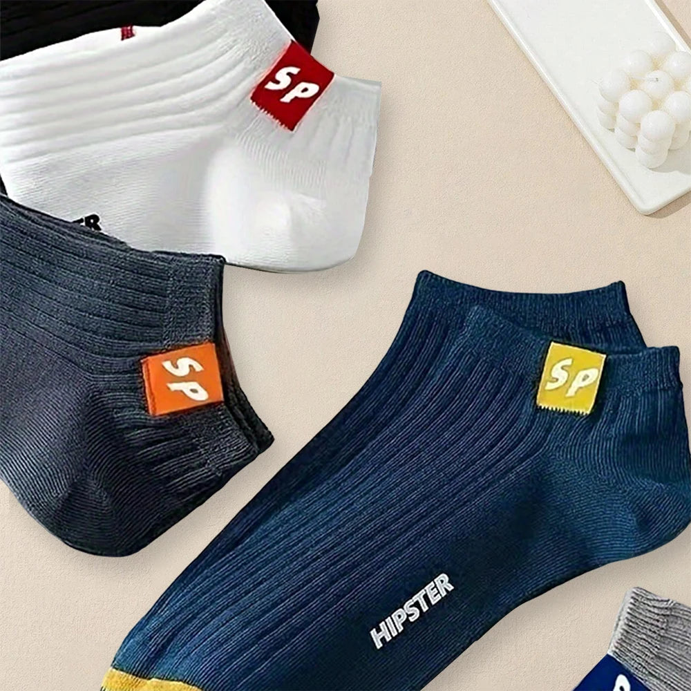 5 Pairs Women Short Socks Trendy and Versatile Letter Boat Socks