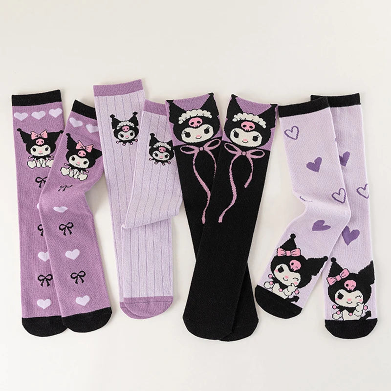 4 Pairs of High-Quality Cartoon Anime Character Kuromi Pattern Women's