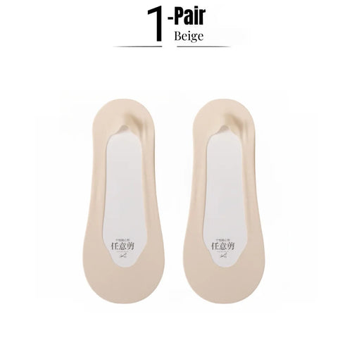 1/5 Pairs Women's No Show Socks, Ice Silk Invisible Anti-Slip