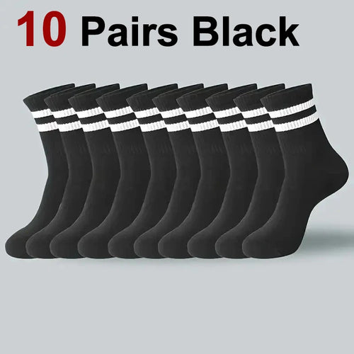 2/6/10/20 Pairs Neutral Striped Round Neck Socks Spring Autumn Sweat