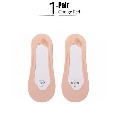 1/5 Pairs Women's No Show Socks, Ice Silk Invisible Anti-Slip