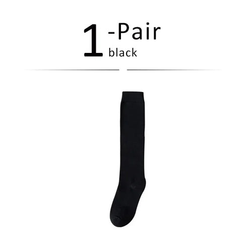 Long Socks Women Stockings Organic Cotton Solid Warm Thigh High Ladies