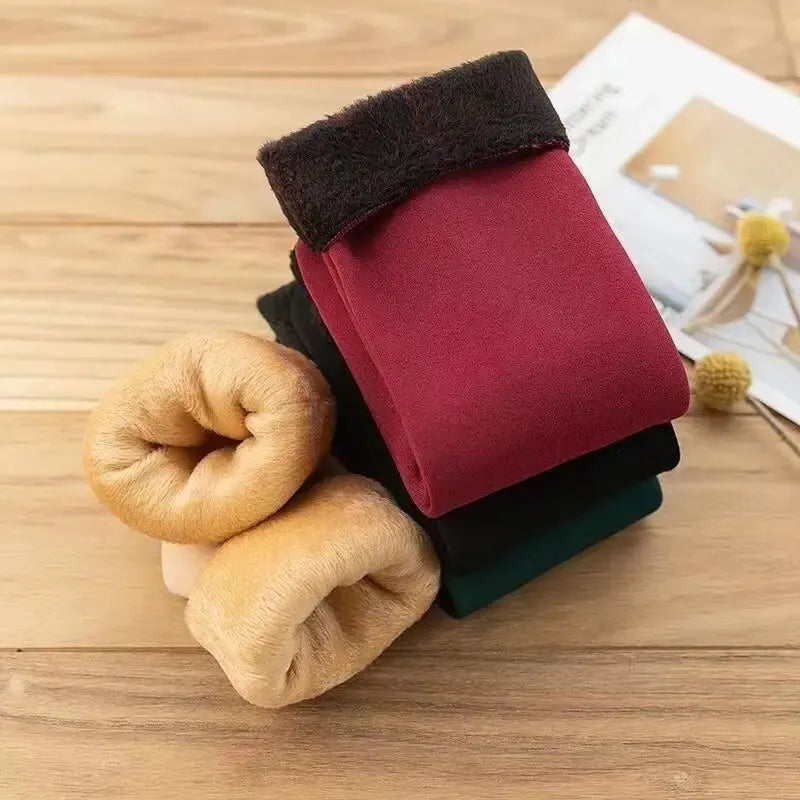 Female Winter Fleece Thick Warm Socks Soft Comfortable Solid Color