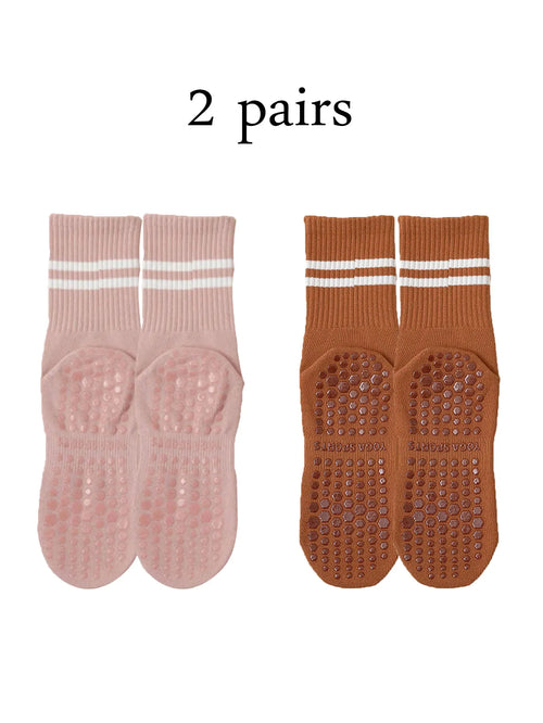1 pair of yoga socks, medium tube socks, non slip silicone indoor