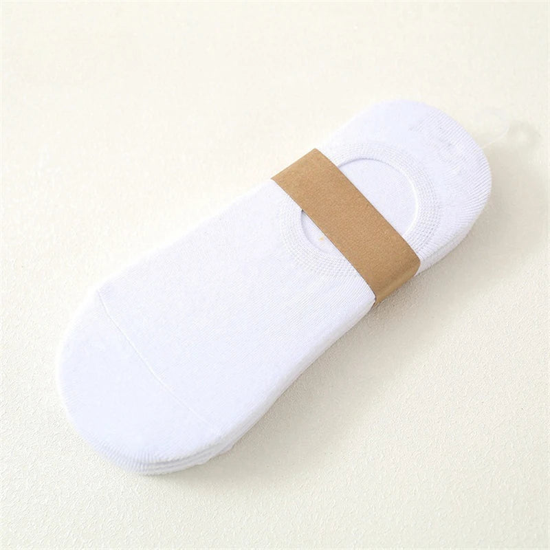 2/3/5Pair Fashion Happy Boat Socks Non-slip Silicone Invisible Cotton