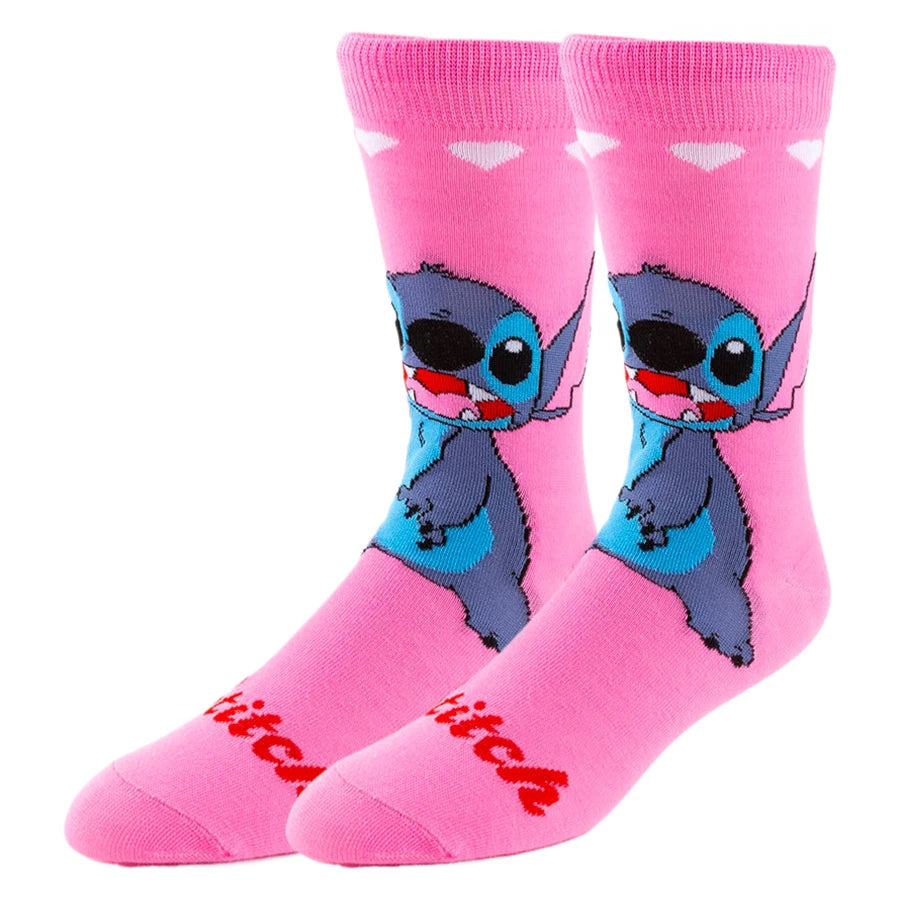 5/6pairs Miniso Disney lilo stitch Hip Hop Street Style Anime Socks