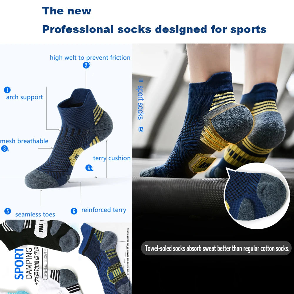 3Pair Professional Fitness Sports Socks Towel Bottom Non-Slip Running