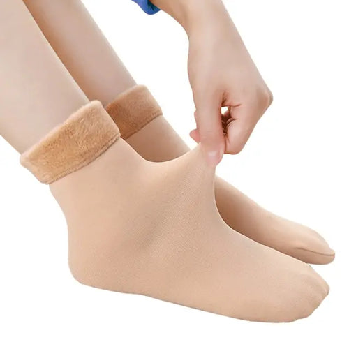Female Winter Fleece Thick Warm Socks Soft Comfortable Solid Color