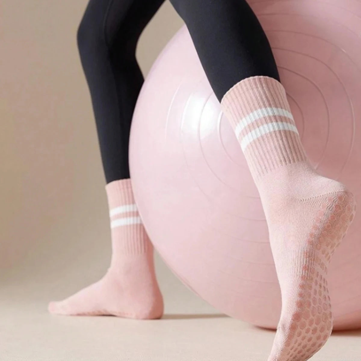 1 pair of yoga socks, medium tube socks, non slip silicone indoor