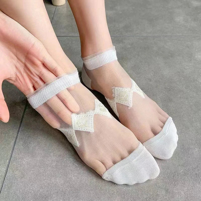 5 Pairs/Lot Summer Short Women White Socks Low Tube Cool Socks Set