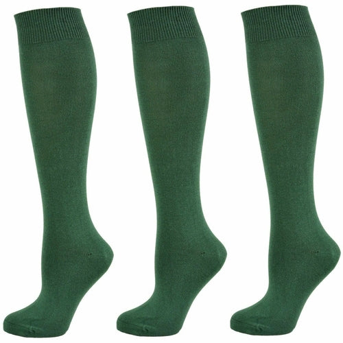 Combed Cotton Knee High Socks for Girls, Teens and Women in 3 Pair