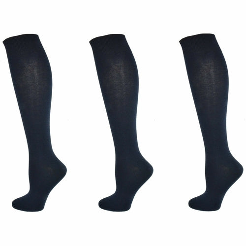 Combed Cotton Knee High Socks for Girls, Teens and Women in 3 Pair