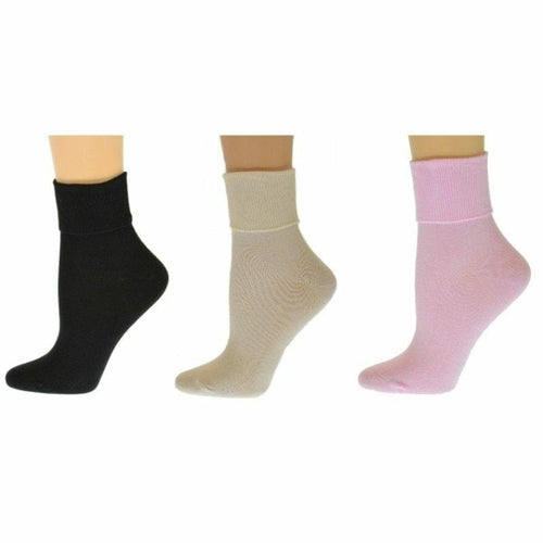 Turn Cuff Organic Cotton Seamless Toe in Convenient 3 Pair Packs
