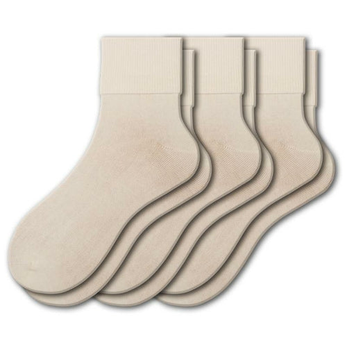 Turn Cuff Organic Cotton Seamless Toe in Convenient 3 Pair Packs