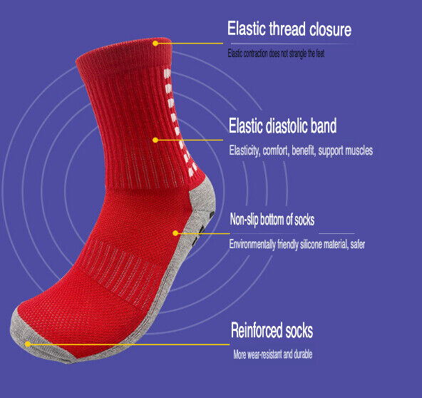 3 Pair Sport Socks Anti Slip W/ Grip Soccer Men Football Basketball