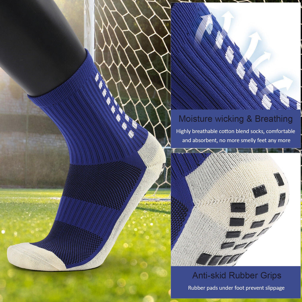 3 Pair Sport Socks Anti Slip W/ Grip Soccer Men Football Basketball