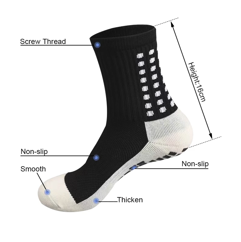 3 Pair Sport Socks Anti Slip W/ Grip Soccer Men Football Basketball