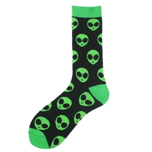 Cotton Happy Funny Socks Men Alien Planet Shark Crazy Design Sokken