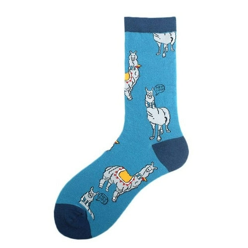 Cotton Happy Funny Socks Men Alien Planet Shark Crazy Design Sokken