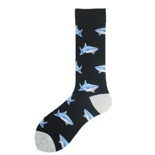 Cotton Happy Funny Socks Men Alien Planet Shark Crazy Design Sokken