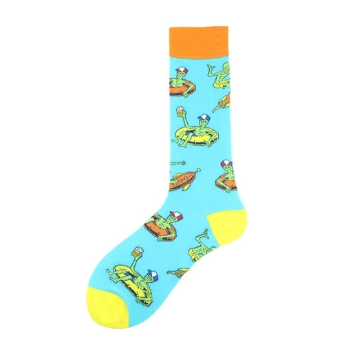 Cotton Happy Funny Socks Men Alien Planet Shark Crazy Design Sokken