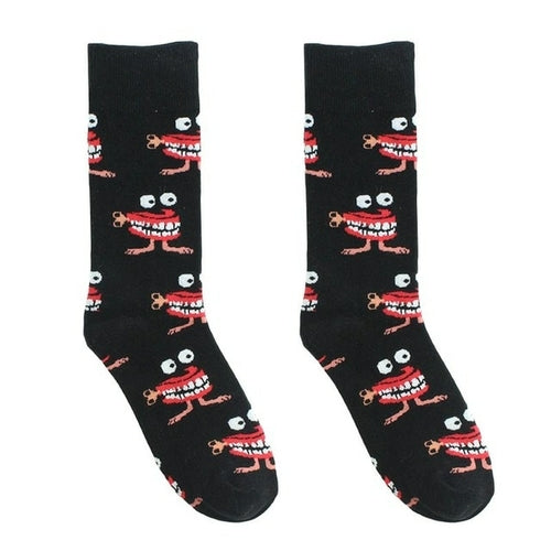 Cotton Happy Funny Socks Men Alien Planet Shark Crazy Design Sokken